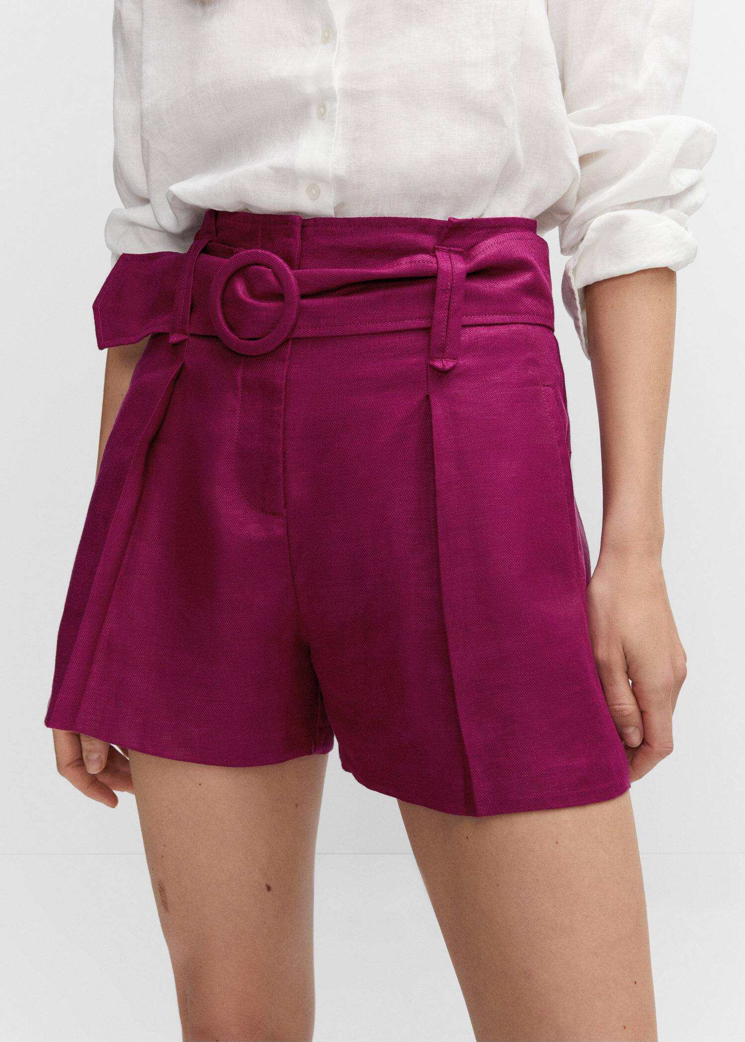 Linen shorts with belt | MANGO (US)