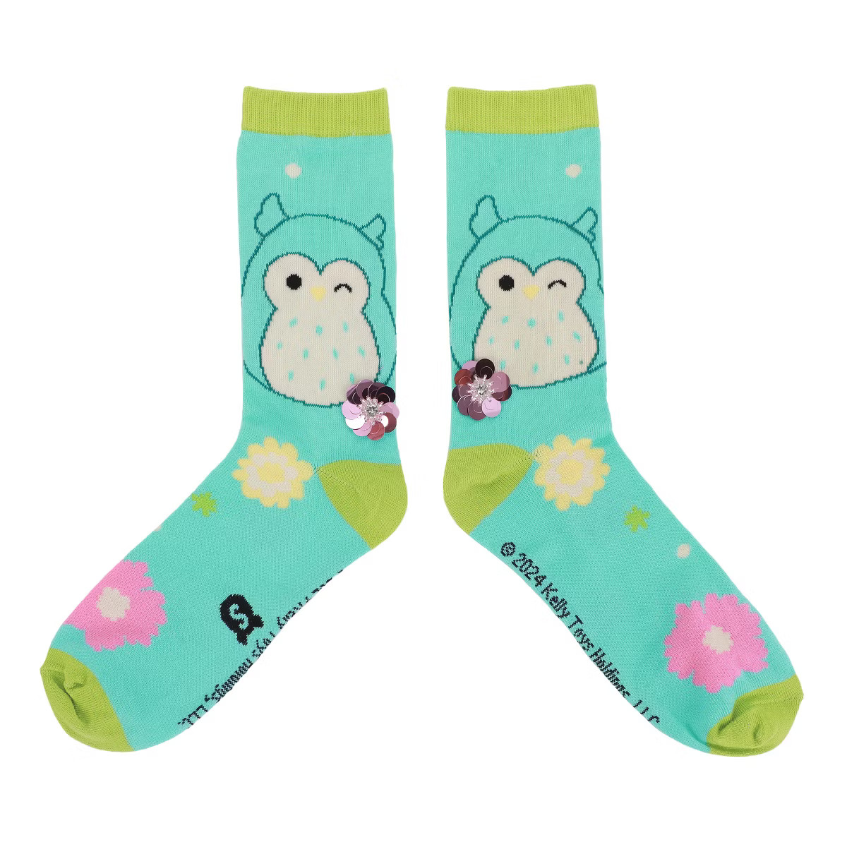 Squishmallows Winston & 3D Flowers Women's Casual Crew Socks | Target