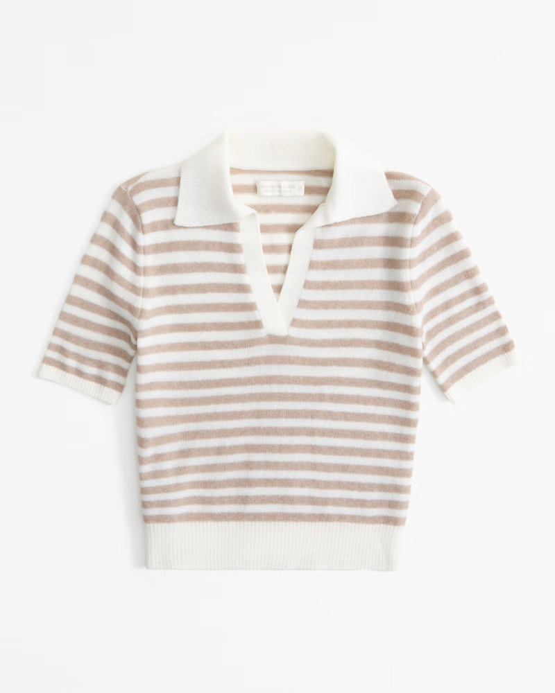 Women's Merino Wool-Blend Notch-Neck Sweater Tee | Women's New Arrivals | Abercrombie.com | Abercrombie & Fitch (US)