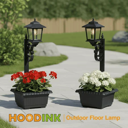 HOODINK 2-Pack Solar Post Lights Outdoor with Planter, 2-in-1 Waterproof Solar Lamp Post for Garden, Patio & Lawn, 3000K Warm White Decorative Flower Pot Lights for Pathway & Yard | Walmart (US)