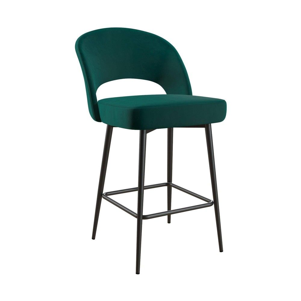 Alexi Upholstered Counter Height Barstool Emerald Green Velvet - Cosmoliving By Cosmopolitan | Target