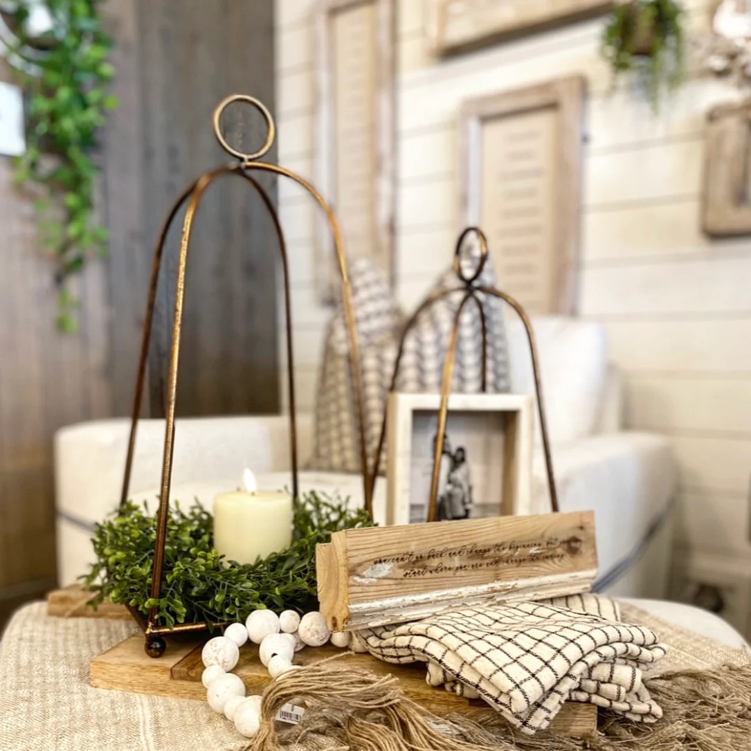 Copper Toned Circle Top Lantern Set | Interior Delights