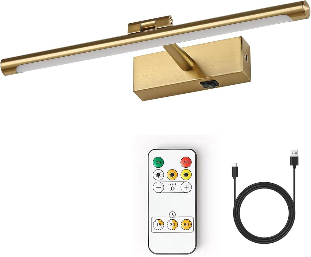 Modern LED Picture Light Dimmable 15.75 "Brass Picture Light lampshade can Rotate up or Down 270 ... | Amazon (US)