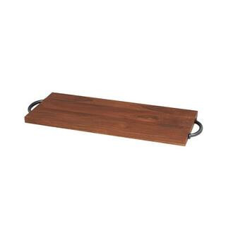28" Brown Wood Tray with Black Metal Handles By Ivory And Iris | 27.5" | Michaels® | Michaels Stores
