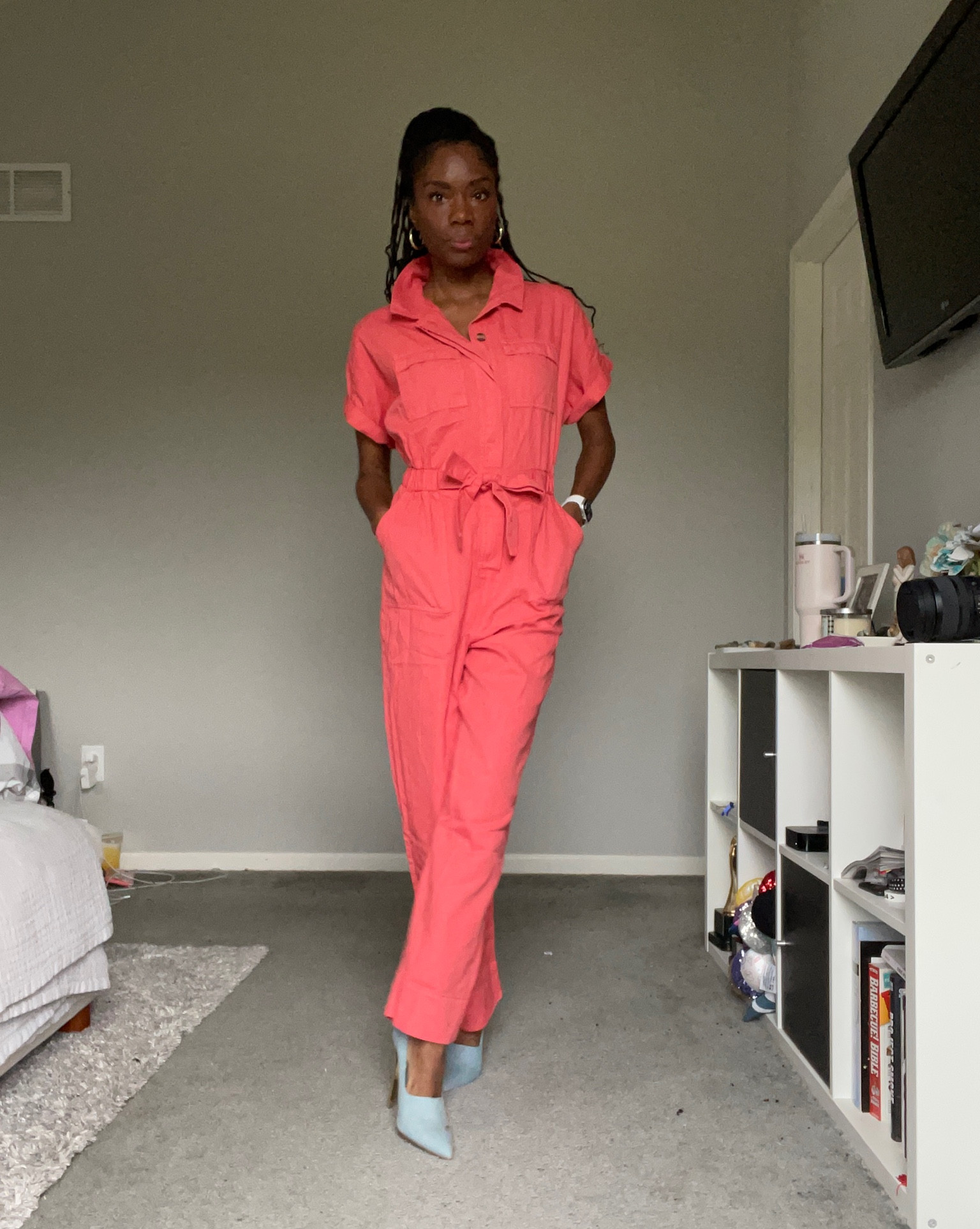 While the site says this broilersuit is red, it definitely reads as coral in person. A thicker material than the chambray version, so it’s going to be a fall and winter staple. 

#LTKover40 #LTKsalealert #LTKstyletip