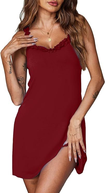 Ekouaer Womens Nightgown Pj Dress for Women Sleeveless U Neck Soft Chemise Sleepwear Cute S-XXL | Amazon (US)