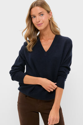 Navy Cashmere Emma V-Neck Boyfriend Sweater | Tuckernuck (US)