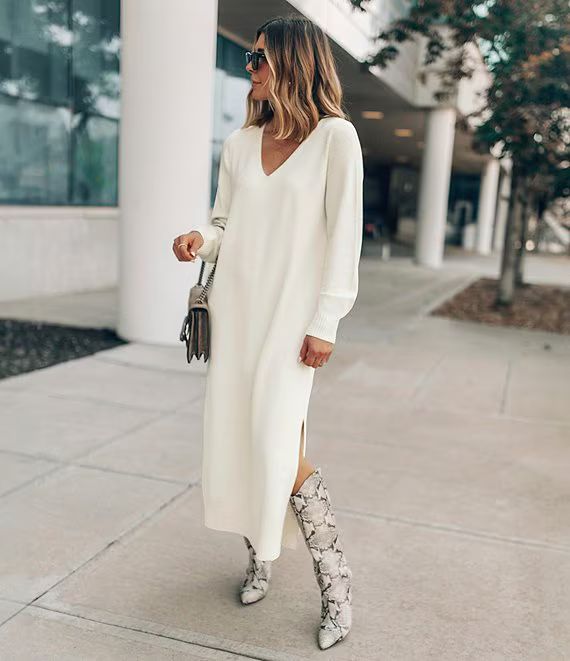 x Cella Jane Blog Long Sleeve V-Neck Sweater Maxi Dress | Dillard's
