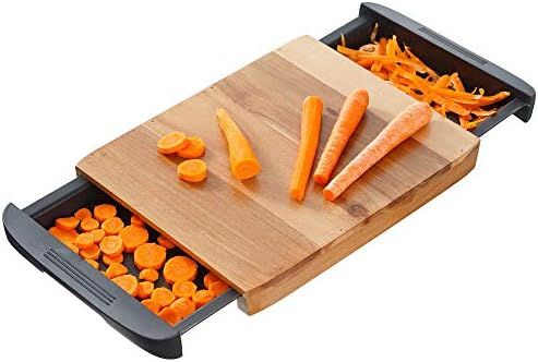 Amazon.com: Glad Acacia Wood Cutting Board with Slide Out Trays | Catches Food and Waste | Solid ... | Amazon (US)