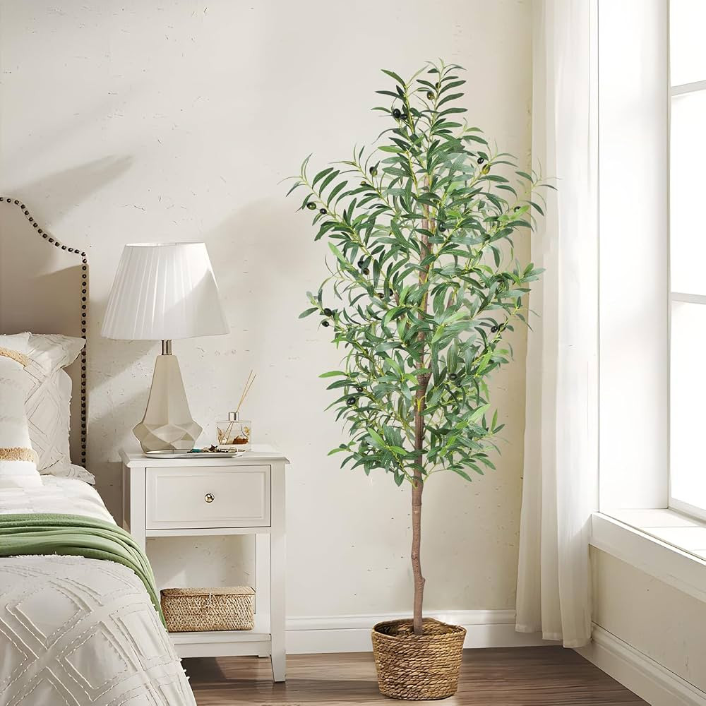 Artificial Olive Tree, 5FT Tall Faux Olive Trees Artificial Indoor with Trunk and Realistic 536 L... | Amazon (US)
