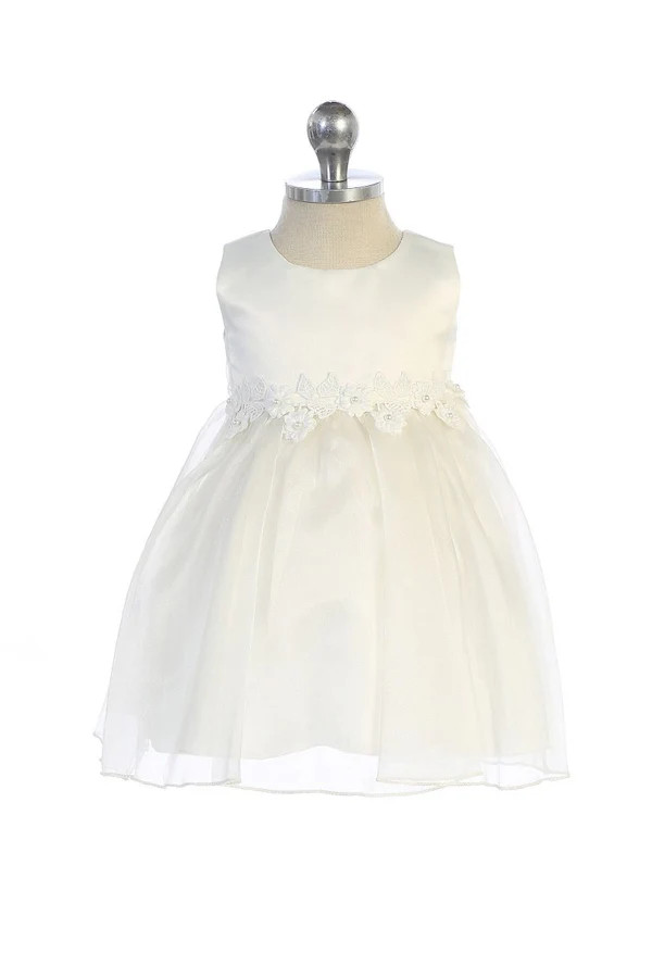 Pearl Flower Embroidery Organza Baby Dress | Kid's Dream