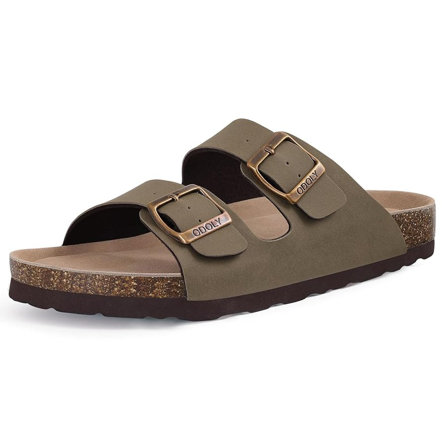 Unisex Cork Footbed Slide Sandal, Arch Support Summer Outdoor Sandals with Adjustable Buckle for ... | Amazon (US)