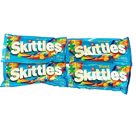Skittles Tropical Flavored Fruit Candy | 2.17 oz Bags | 4 Pack | Amazon (US)