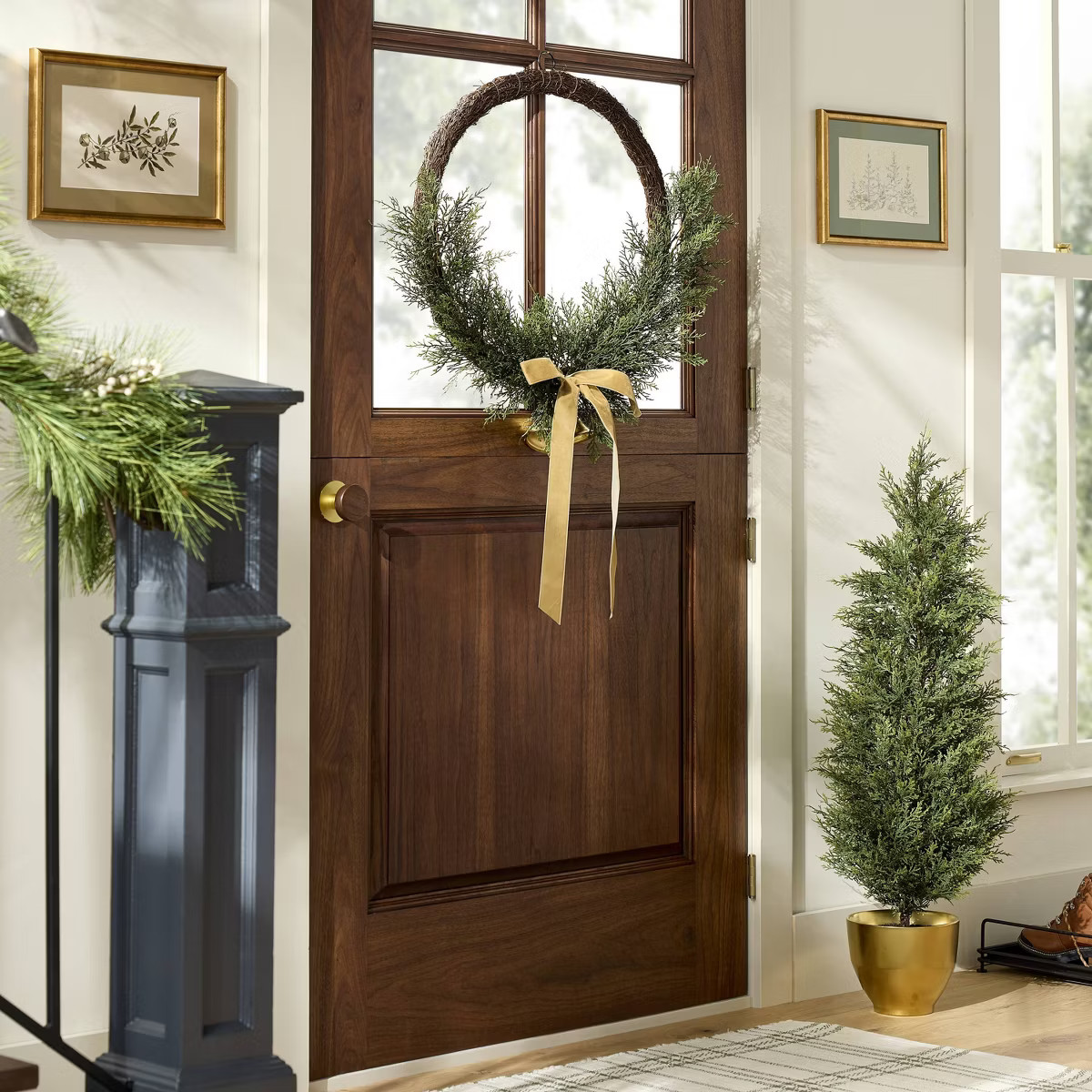 26" Faux Cedar Hoop Christmas Wreath with Bell Ornaments - Hearth & Hand™ with Magnolia | Target