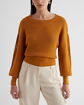 Bateau Neck Open Back Banded Bottom Sweater | Express