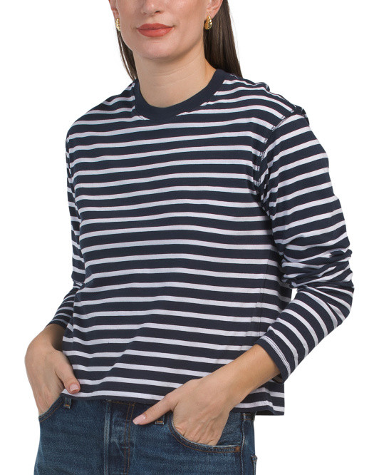 Classic Striped Long Sleeve Boxy Tee | TJ Maxx