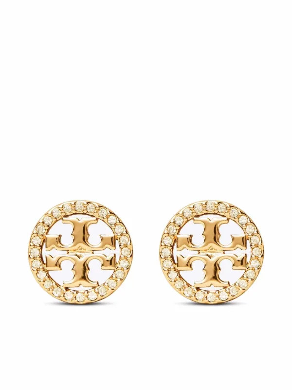 Tory Burch Miller Pavé Stud Earrings | Gold | FARFETCH UK | Farfetch Global