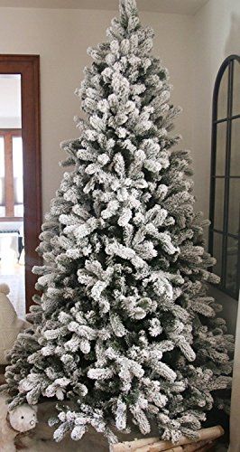 KING OF CHRISTMAS 7.5 Foot King Flock Christmas Tree Unlit, 52" Wide | Amazon (US)