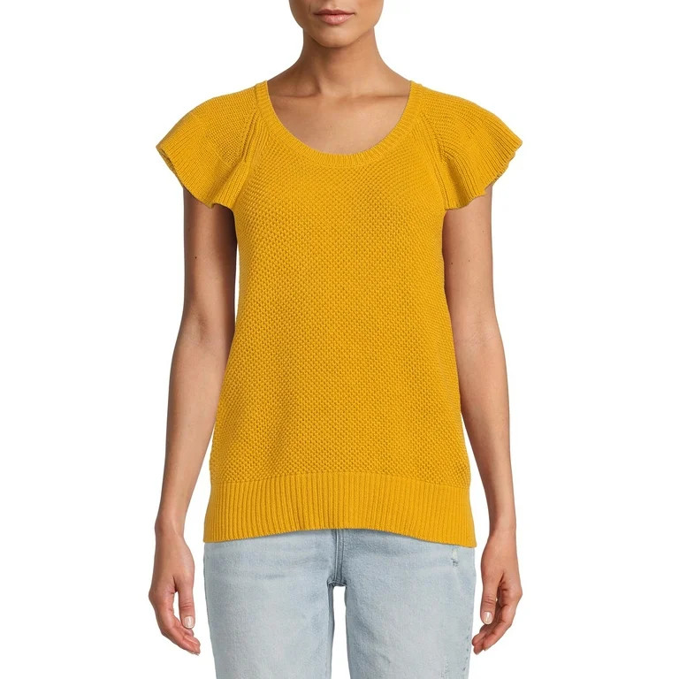 Time and Tru Women's Flutter Sleeve Sweater - Walmart.com | Walmart (US)