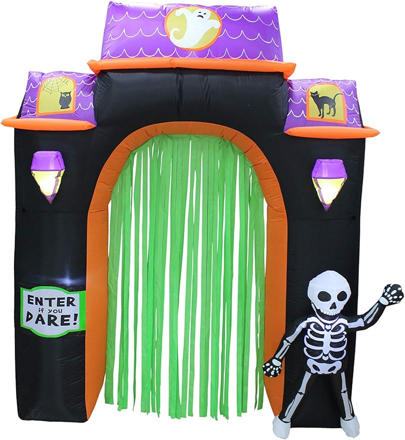 ProductWorks 8-Foot Spooky Town Haunted House Archway Pre-lit Yard Art Inflatable Halloween Displ... | Amazon (US)