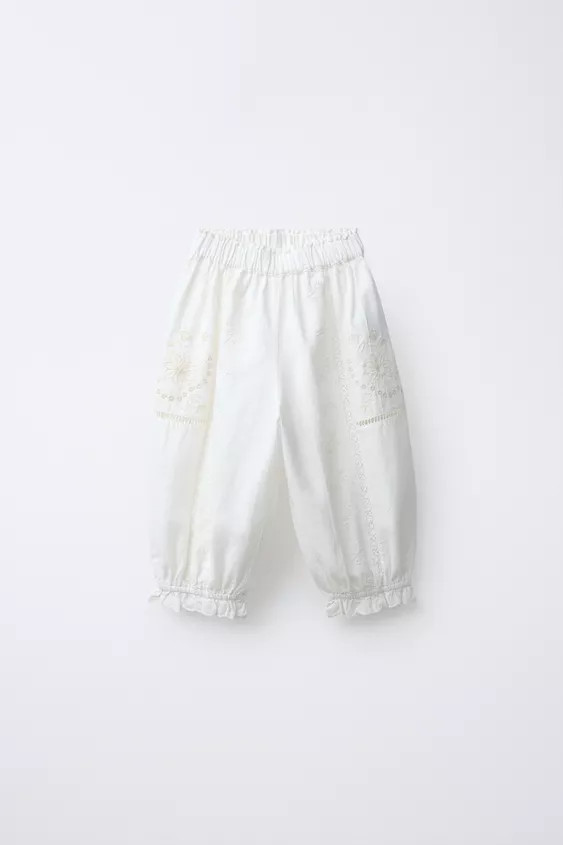 EMBROIDERED JOGGER PANTS WITH COTTON AND LINEN | Zara Canada