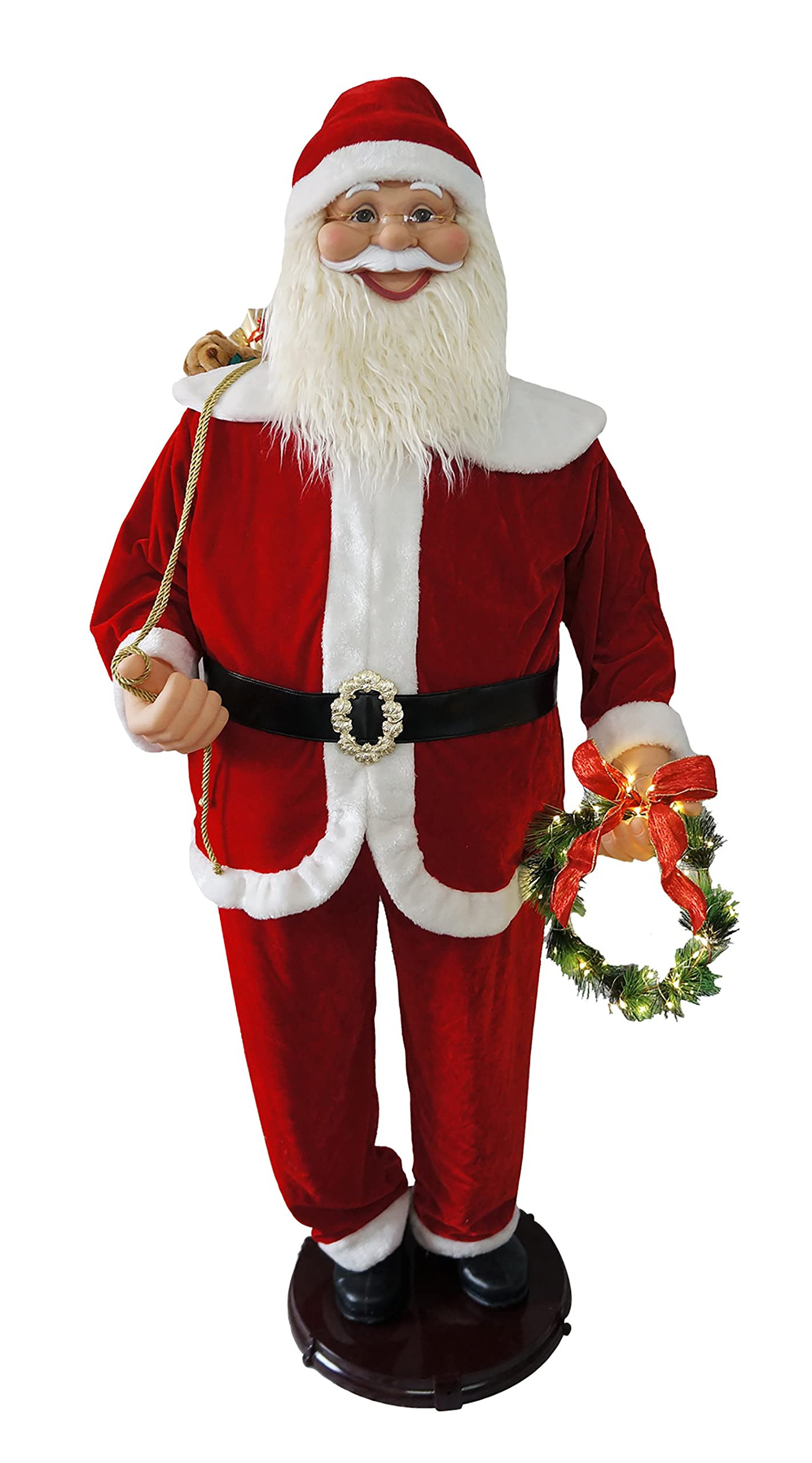 Fraser Hill Farm Life Size 58-in. Dancing Santa Animatronic with Wreath and Gift Sack, Indoor Ani... | Amazon (US)