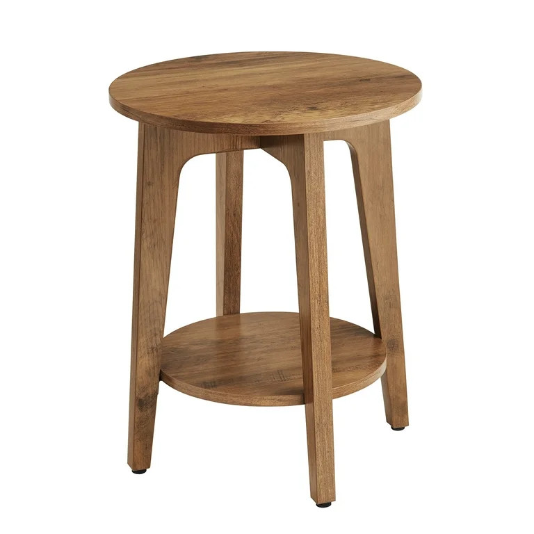 VASAGLE Round Side Table with Lower Shelf End Table for Small Spaces Nightstand Rustic Walnut | Walmart (US)