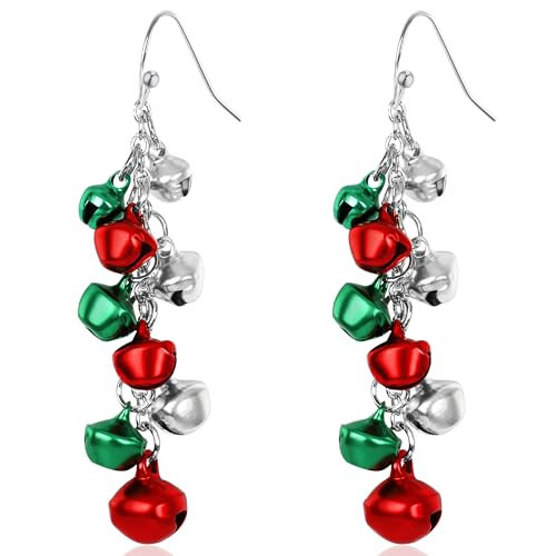 FULLIVE Christmas Earrings, Red Green Bell Christmas Earring, Hypoallergenic Holiday Earrings Dangle, Xmas Accessories | Amazon (US)