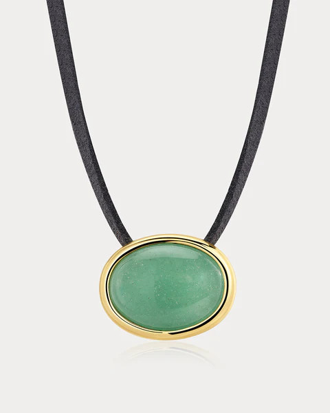Sunset Stone Cord Necklace- Green | Luv Aj Inc.