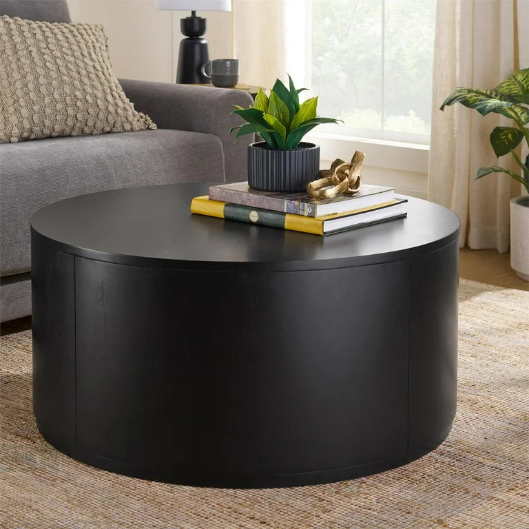 Better Homes & Gardens Miller Drum Coffee Table, Black - Walmart.com | Walmart (US)