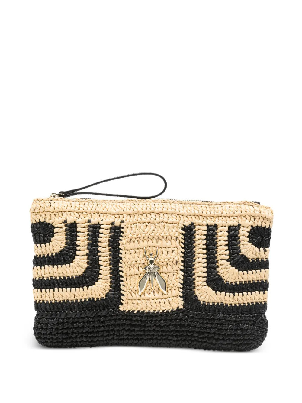 Patrizia Pepe raffia pattern clutch bag - Neutrals | Farfetch Global