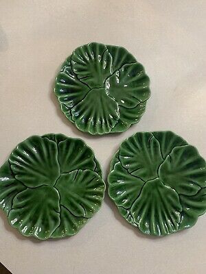 Cemar Green Lettuce Cabbage Plates,Salad Lunch,Pottery Majolica style,Set 3,  9"  | eBay | eBay US
