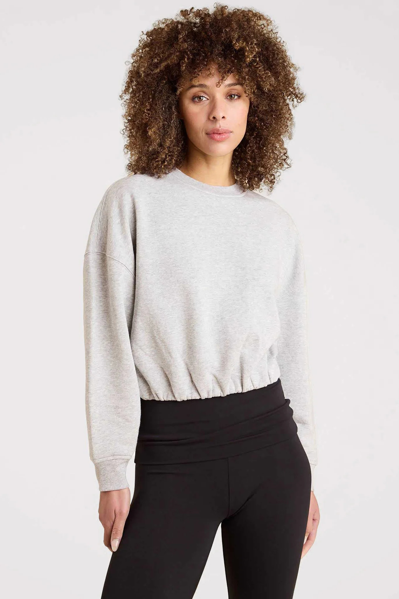 Vintage Fleece Cinch Waist Sweatshirt | Heather Grey | nuuds