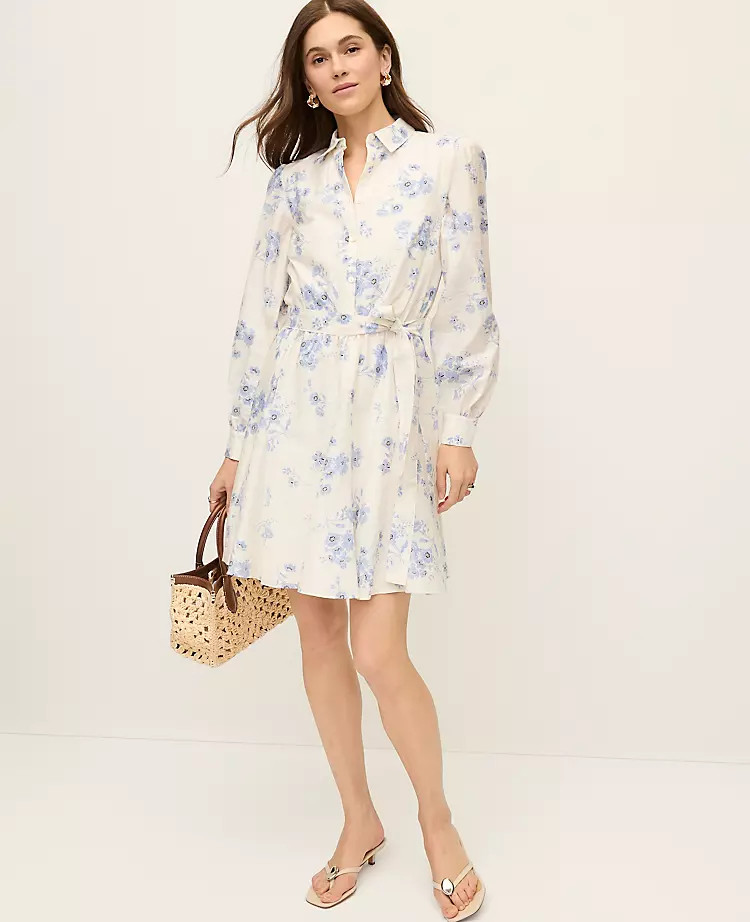 Collared Floral Shirtdress | Ann Taylor