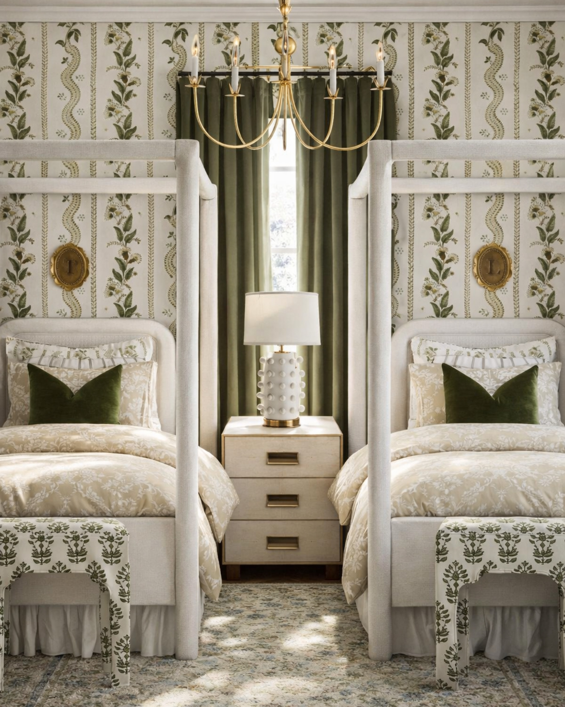 If your guest room always feels “fine” but never finished… this is the formula you’re missing 👇

Symmetry is doing the heavy lifting here—but it’s the layering that makes it feel high-end:
• Matching beds = instant structure (no guesswork)
• A shared nightstand keeps it clean and intentional (and saves space)
• Repeating the same green tone across pillows, drapery, and wallpaper creates a cohesive palette
• Mixing pattern scales (small on bedding, larger on walls) adds depth without feeling busy
• A single statement light fixture anchors the entire room and elevates everything instantly

This is how you turn a basic guest room into something that feels designed, thoughtful, and elevated.

Everything is linked to help you recreate this look—save this for your next refresh 🤍

This post contains affiliate links, which means I may earn a small commission if you shop through them at no extra cost to you. 

 

#LTKHome