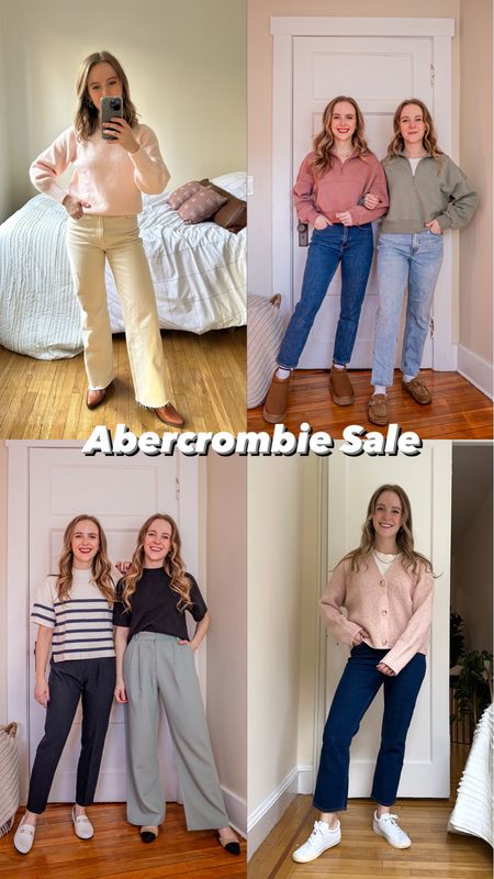 Abercrombie sale winter outfits on sale
Top left: 25 short relaxed 90’s jeans shade bone raw hem
Top right xs Sunday quarter zip crew sweaters. 25 short curve love mom jeans 25 extra short curve love light wash 90’s jeans. 
Bottom left XS short slim straight pants. 25 short curve love Sloane pants. Small swetaer tees. 
Bottom right. 25 short curve love ankle straight jeans extra dark wash. Xs pink cardigan 


#LTKSeasonal #LTKstyletip