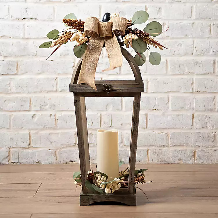 Eucalyptus and Burlap LED Lantern | Kirkland's Home