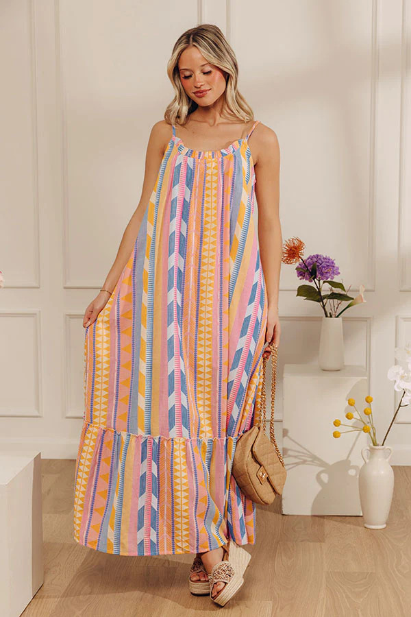 Bali Girls Trip Stripe Woven Maxi Dress | Impressions Online Boutique