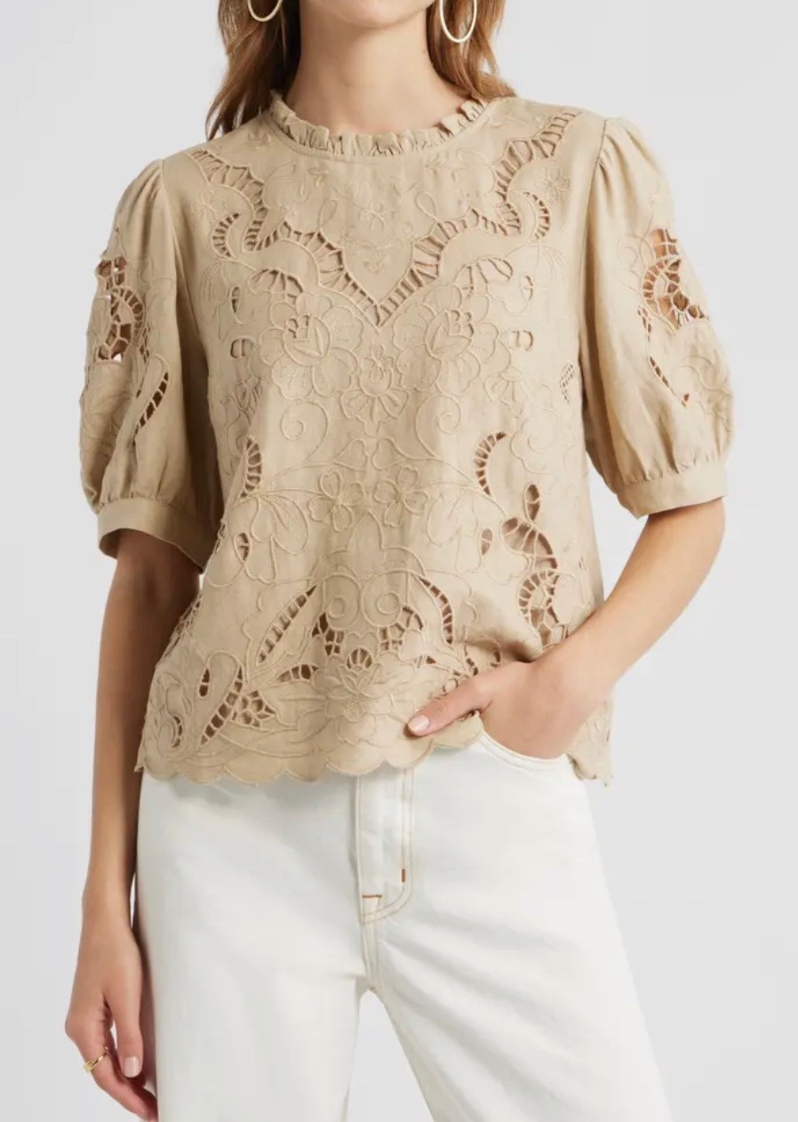 Lace top
White jeans 

#LTKSeasonal