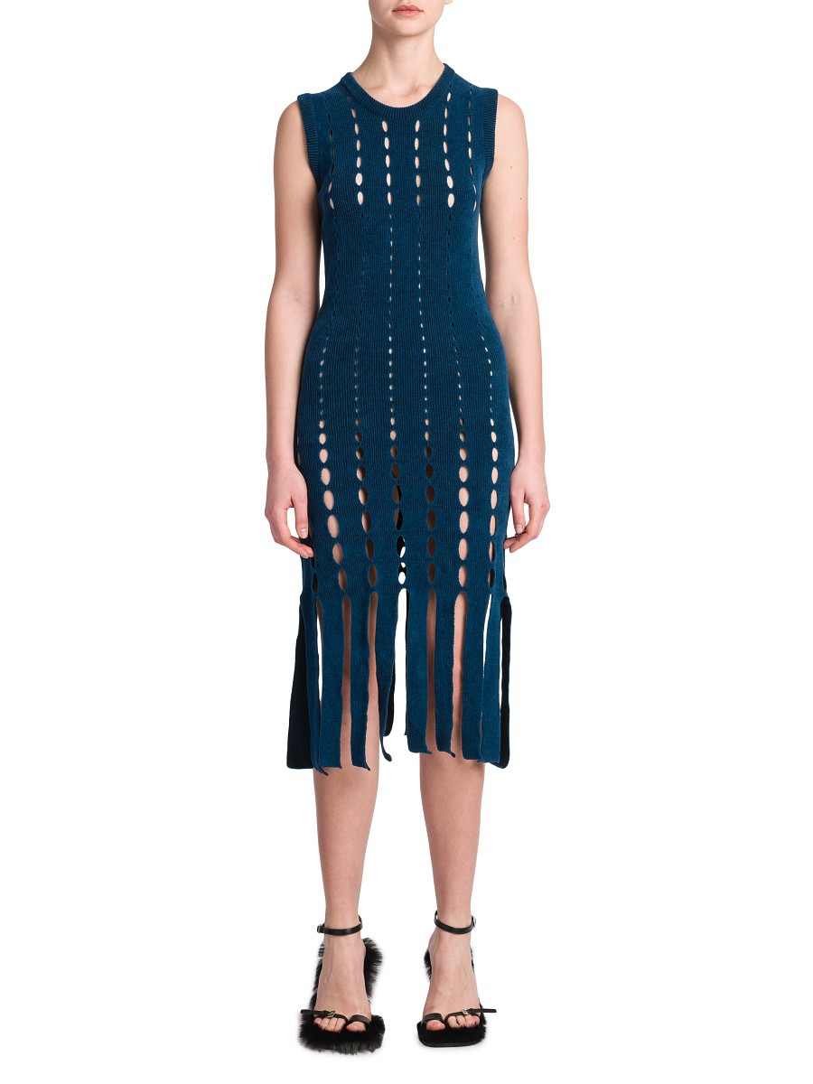 Ambush Women's Knitted Cut Out Fringe Dress - Indigo - Size L | Saks Fifth Avenue OFF 5TH