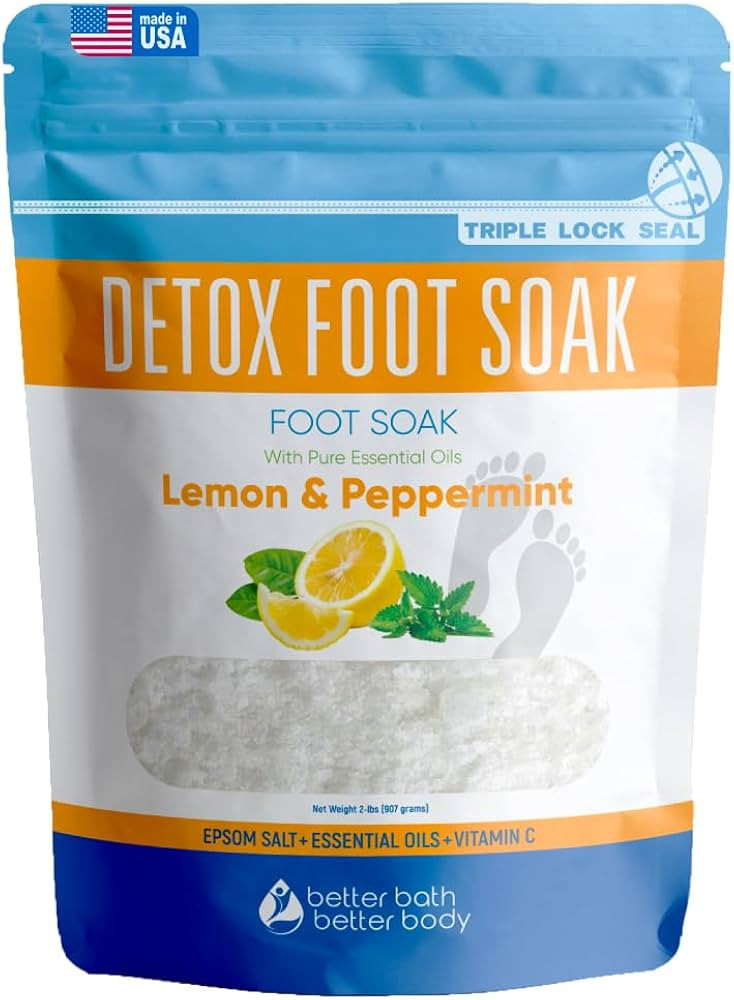 Detox Foot Soak Salts 32 Ounces with Lemon, Peppermint, Lavender Frankincense Essential Oils BPA ... | Amazon (US)
