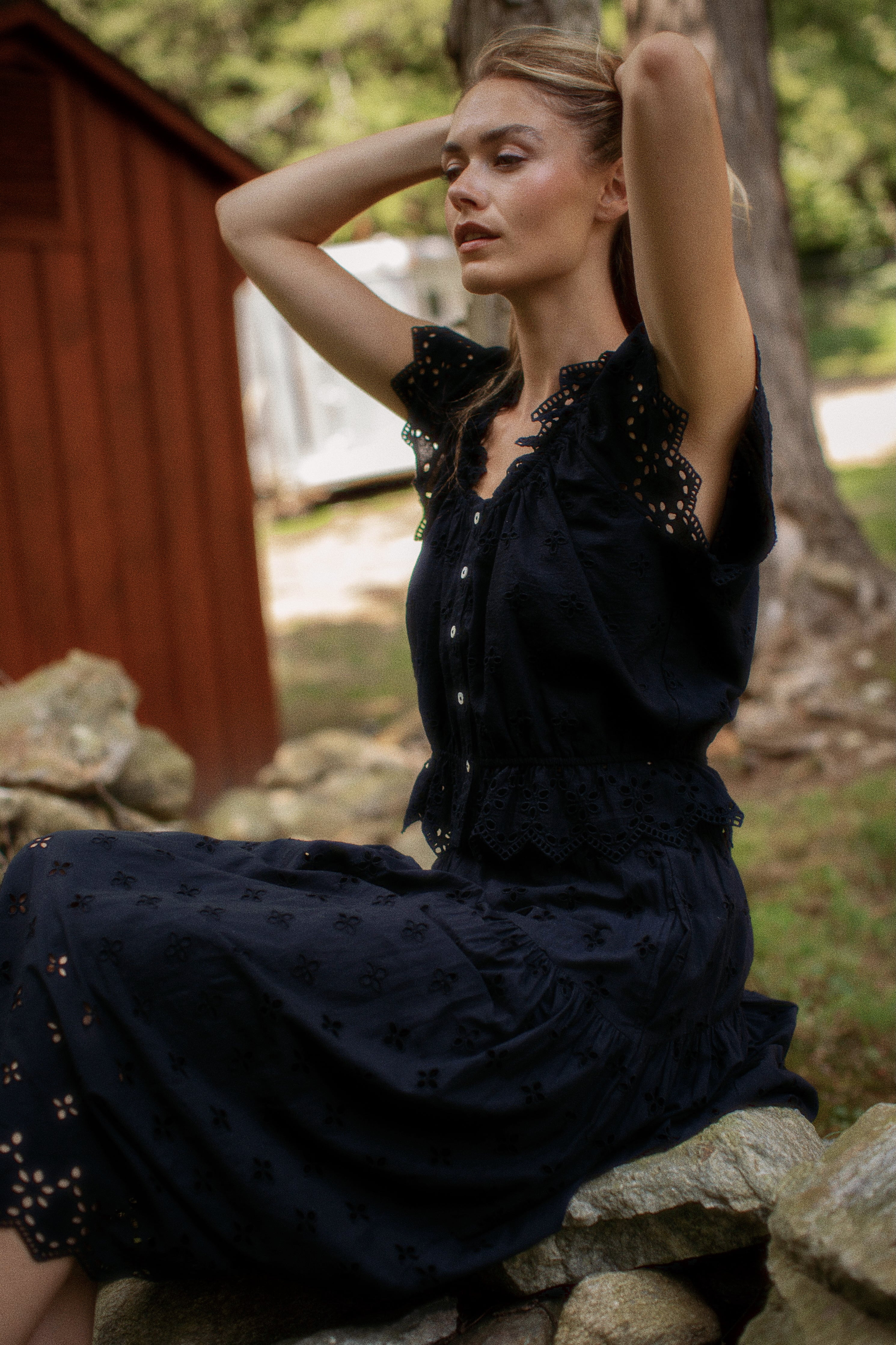 Erin Top - Black Eyelet | Marea