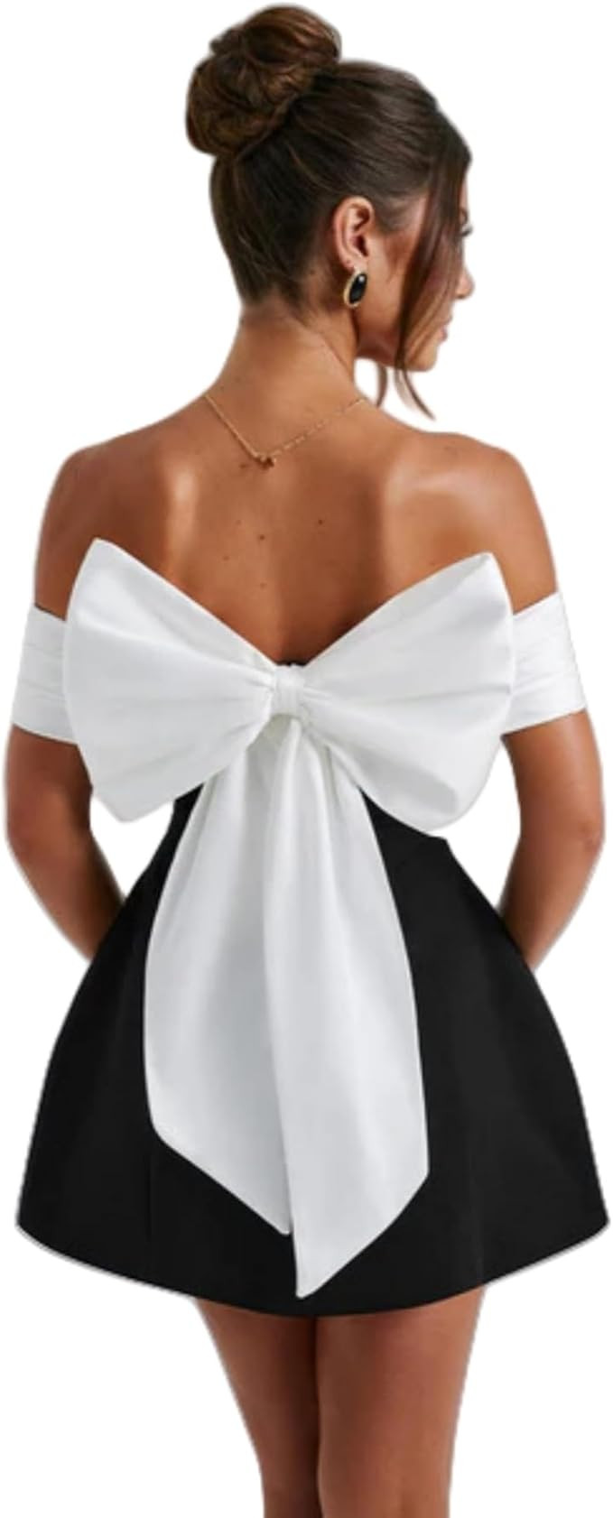 AIBEARTY Women's Elegant Big Bow Off Shoulder Mini Dress Sexy Strapless Backless Party Cocktail E... | Amazon (US)