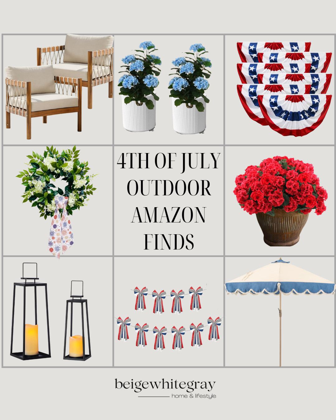 4th of July Outdoor Amazon Finds
4th of july decor, patriotic outdoor decor, amazon patriotic finds, outdoor entertaining, front porch decor, patriotic wreath, red white and blue decor, patriotic bunting, outdoor lanterns, faux hydrangeas, red geraniums, patriotic bows, striped patio umbrella, summer porch styling, backyard entertaining ideas, holiday decorating, americana decor, festive outdoor decor, front porch inspiration, amazon outdoor finds

#LTKSeasonal #LTKHome