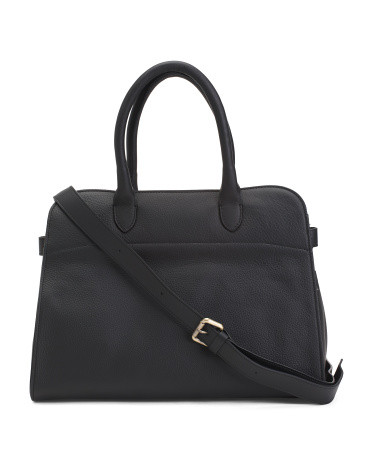 Made In Italy Leather Satchel Side Buckle With Top Zipper | TJ Maxx