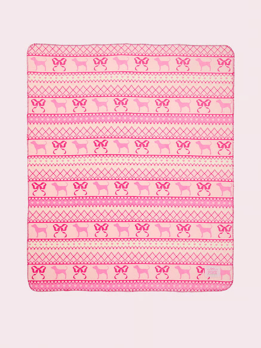 Buy PINK x LoveShackFancy Cozy Plush Blanket, Pretty Fairisle - Order Toys & Games online - PINK ... | Victoria's Secret (US / CA )