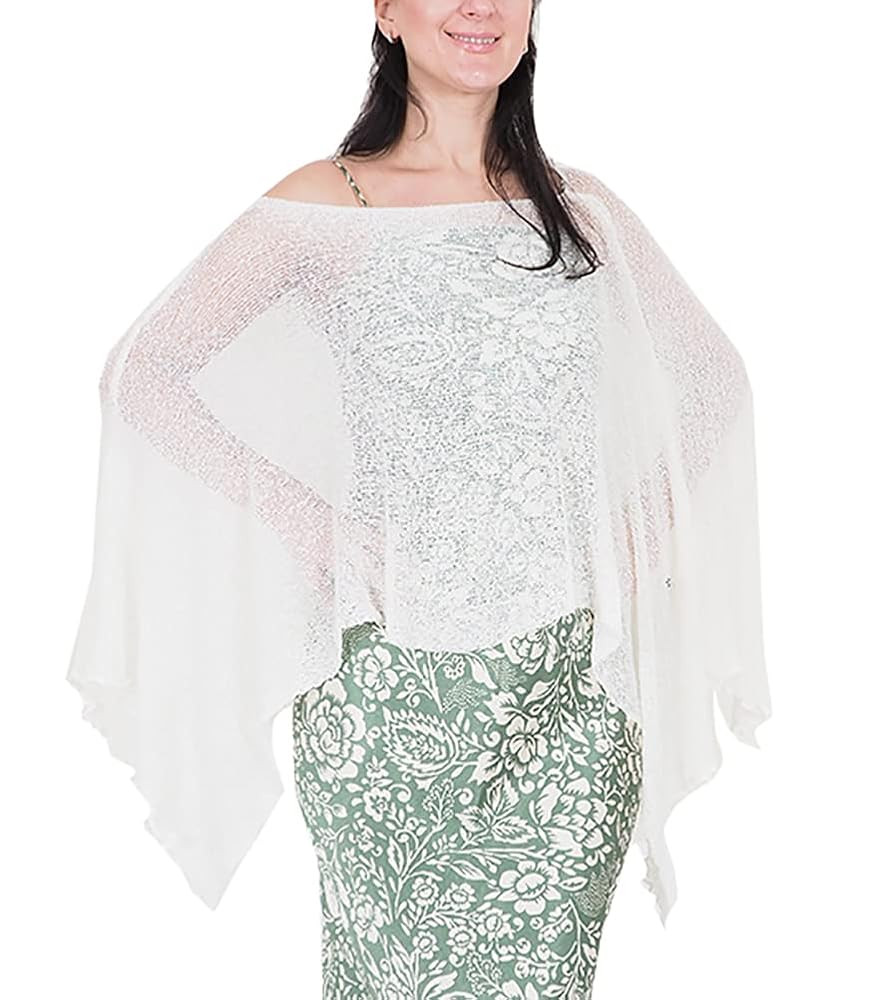 Mimosa Ladies Crochet Poncho Lace Fish Net Batwing Wrap Beach Cover Up | Amazon (UK)