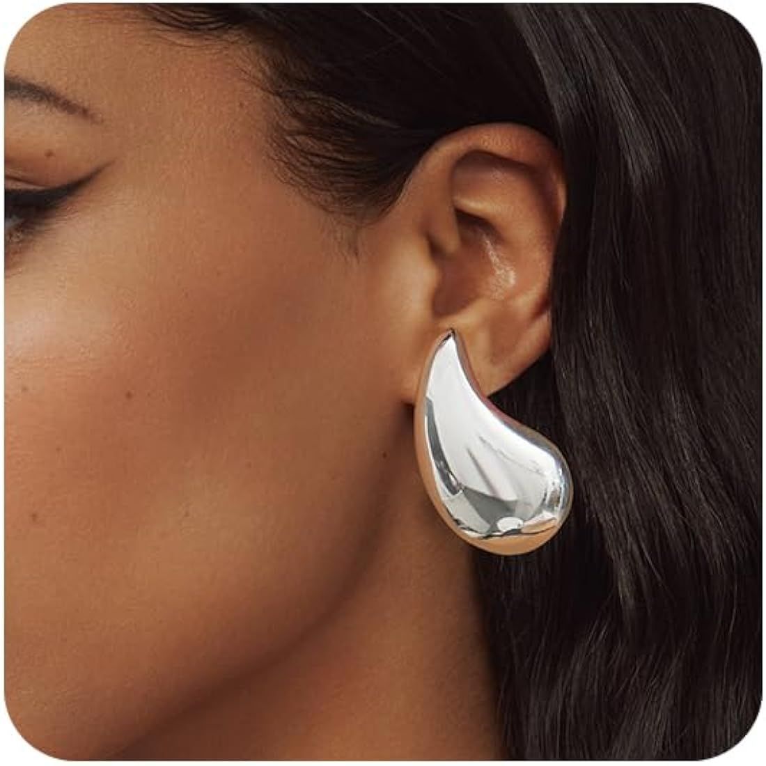 FUNEIA Extra Large Gold Teardrop Earrings for Women Big Gold Silver Chunky Statement Earrings 14K... | Amazon (US)