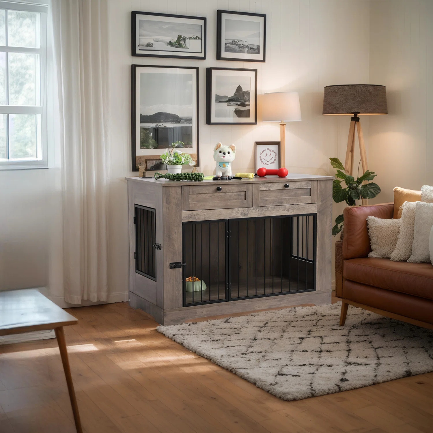 Large Dog Crate Furniture-decorative Heavy Duty Dog Cage Indoor, Wooden Dog Cage End Table With C... | Wayfair North America