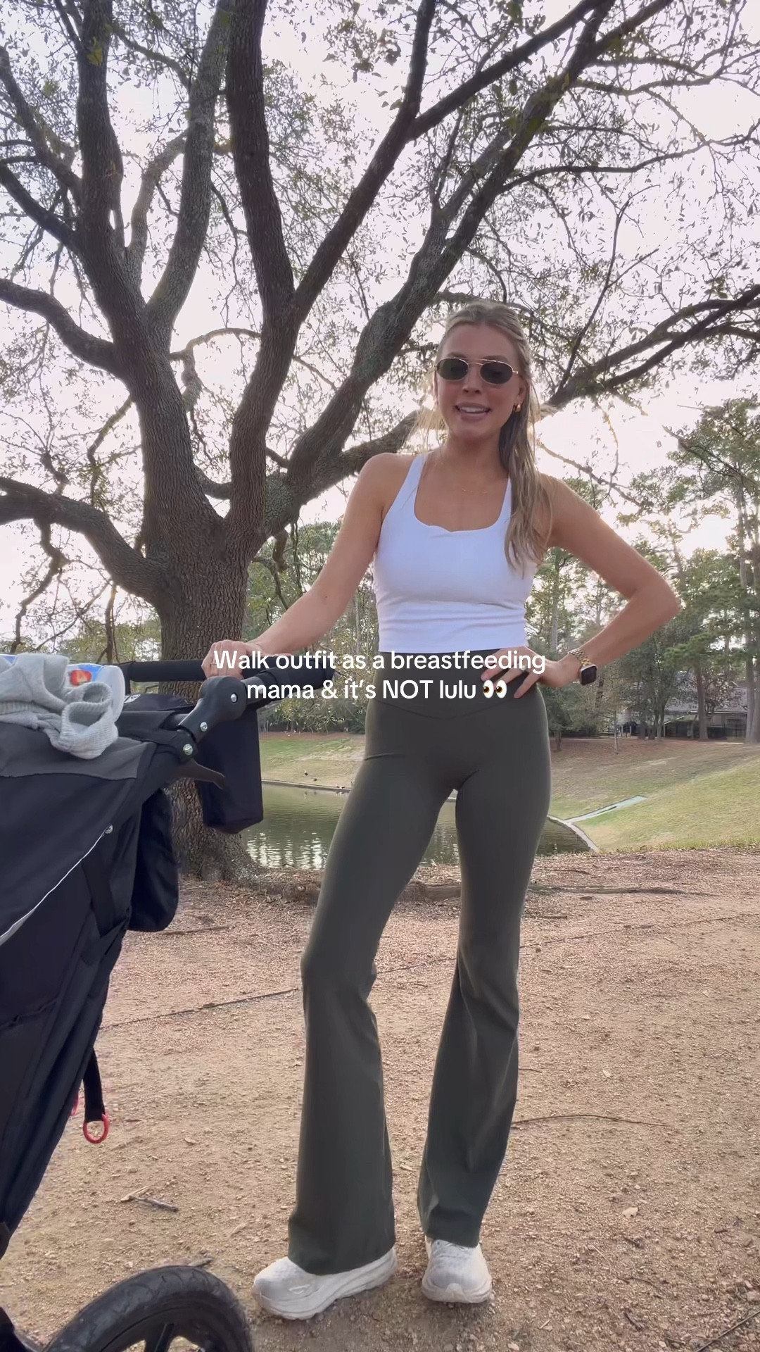 Mom walk outfit - size M in sports bra tank and S in leggings! Wearing the longest length. 

#LTKootd #LTKmomlife #LTKfitnessgoals